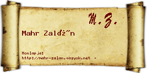 Mahr Zalán névjegykártya
