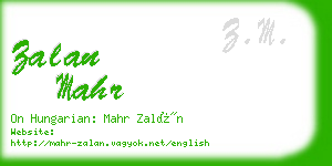 zalan mahr business card